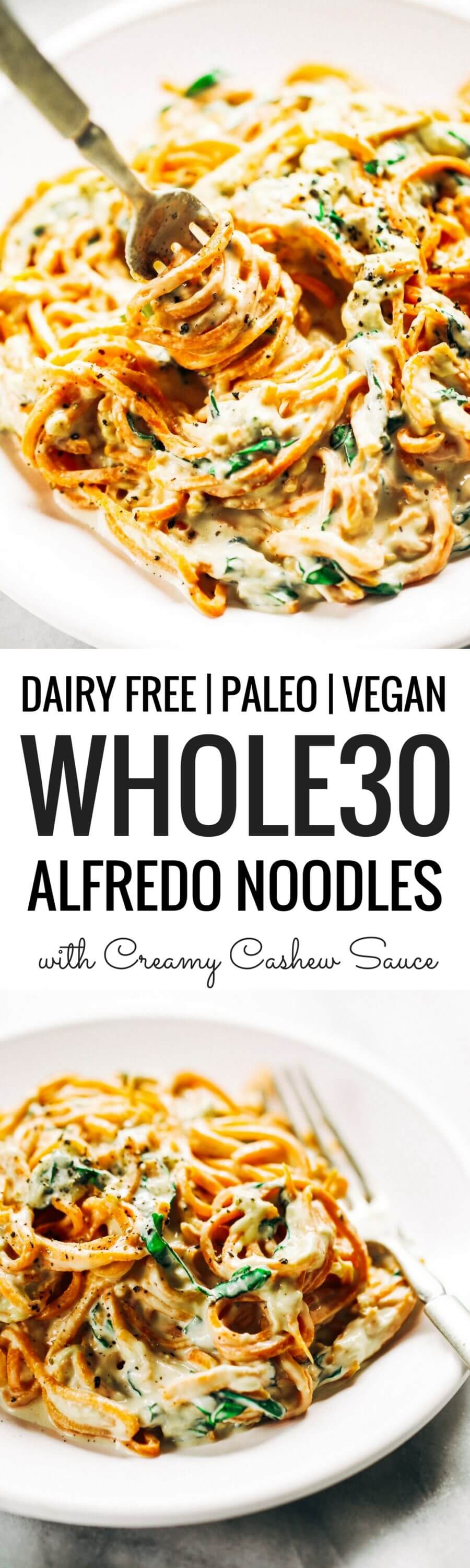 Creamy Carrot Noodles With Cashew Alfredo Paleo Gluten Free