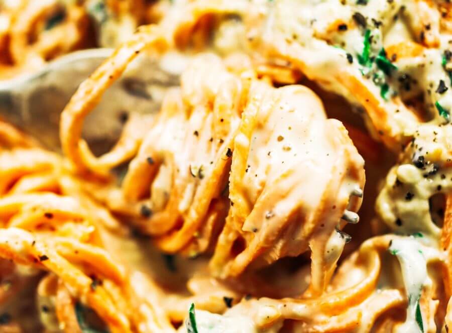 Creamy Carrot Noodles With Cashew Alfredo