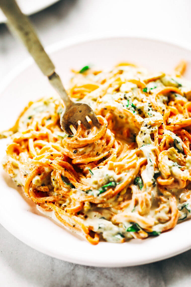 Creamy Carrot Noodles With Cashew Alfredo Paleo Gluten Free
