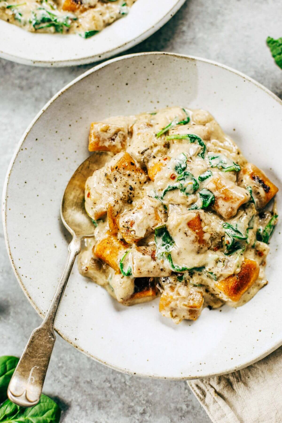 Paleo Sweet Potato Gnocchi In Spinach Cream Sauce Paleo Gluten Free