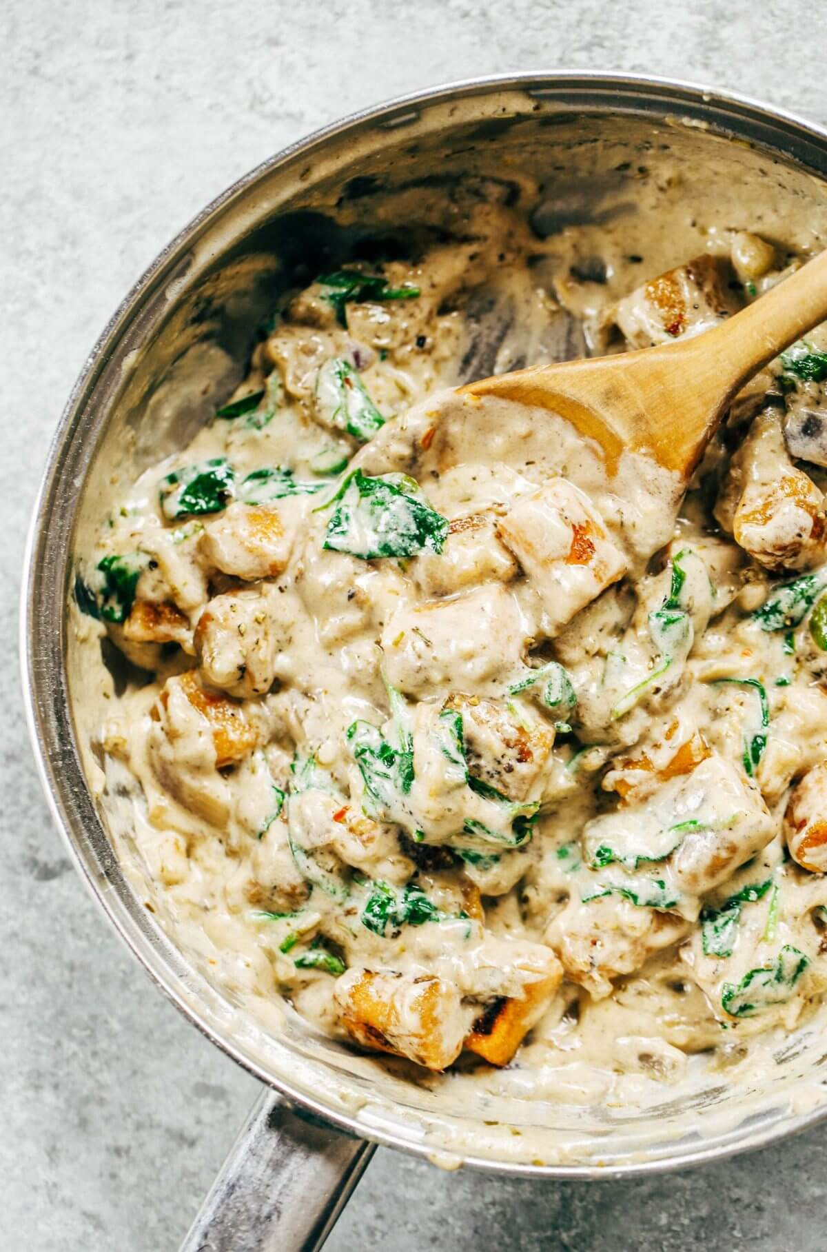 Paleo Sweet Potato Gnocchi In Spinach Cream Sauce Paleo Gluten Free