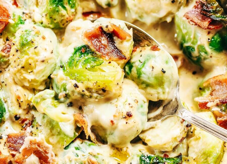 Creamy Cauliflower Bacon Garlic Brussel Sprouts - Paleo ...