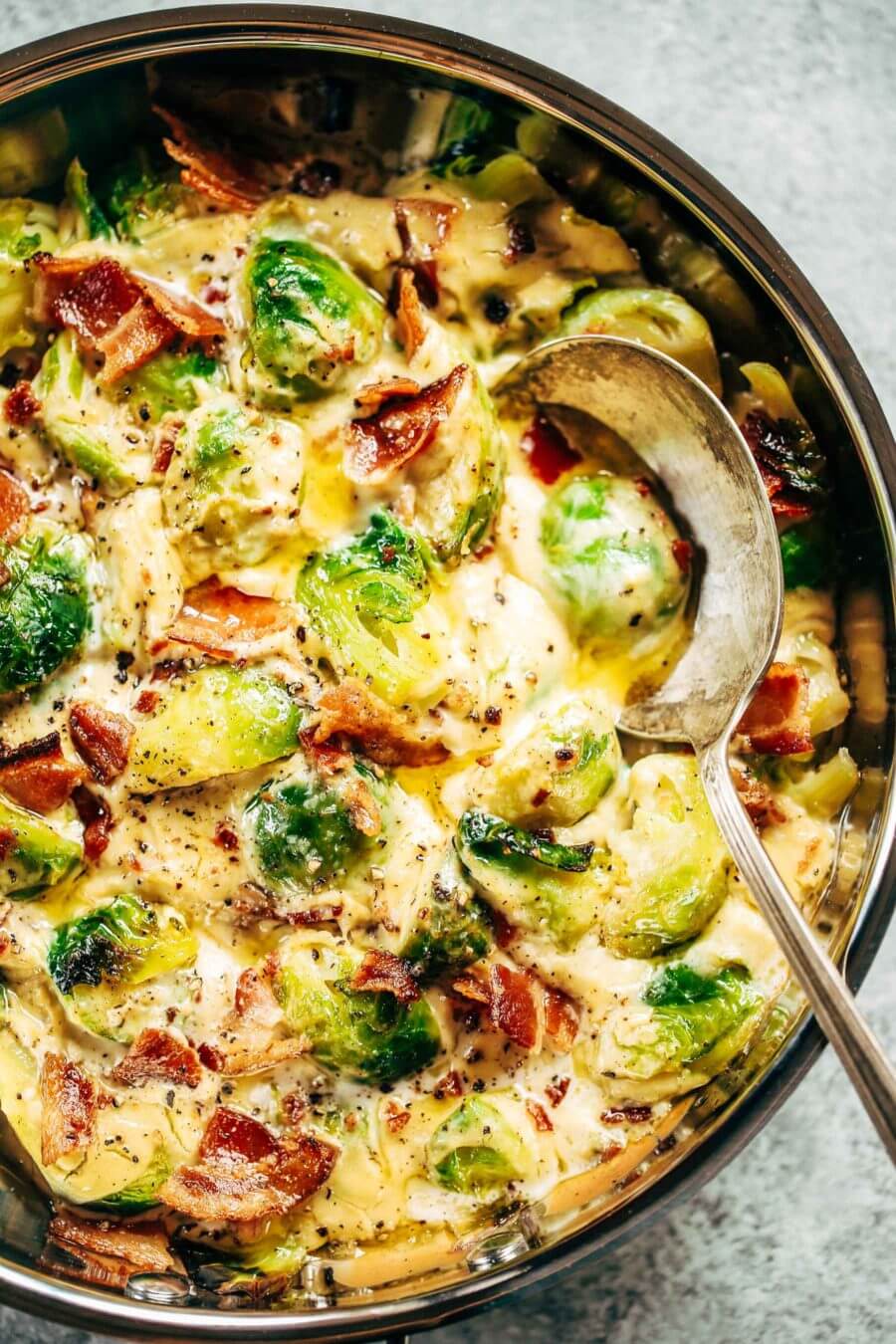 Creamy Cauliflower Bacon Garlic Brussel Sprouts Paleo Gluten Free