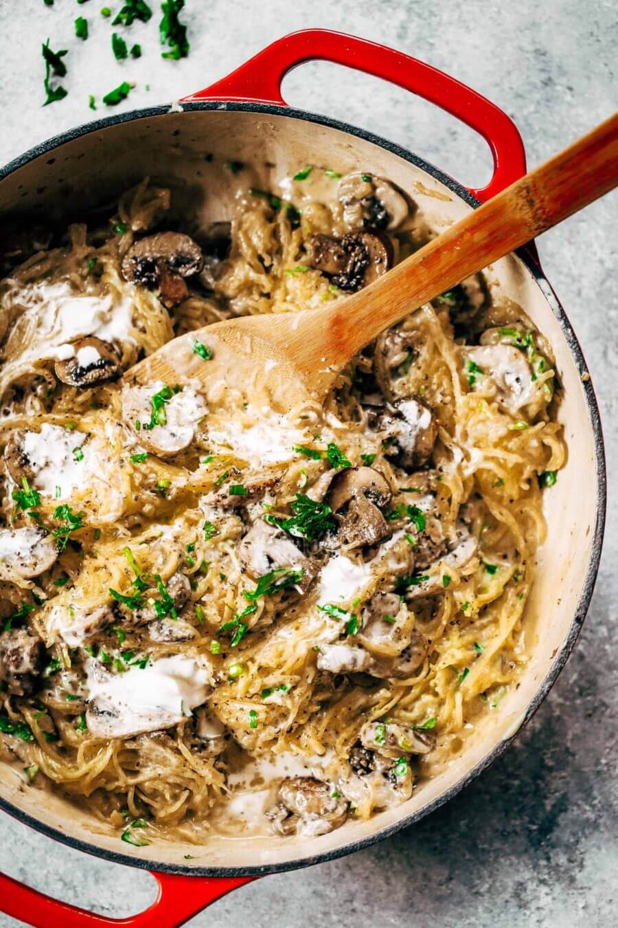 Creamy Garlic Spaghetti Squash With Cauliflower Sauce Paleo Gluten Free