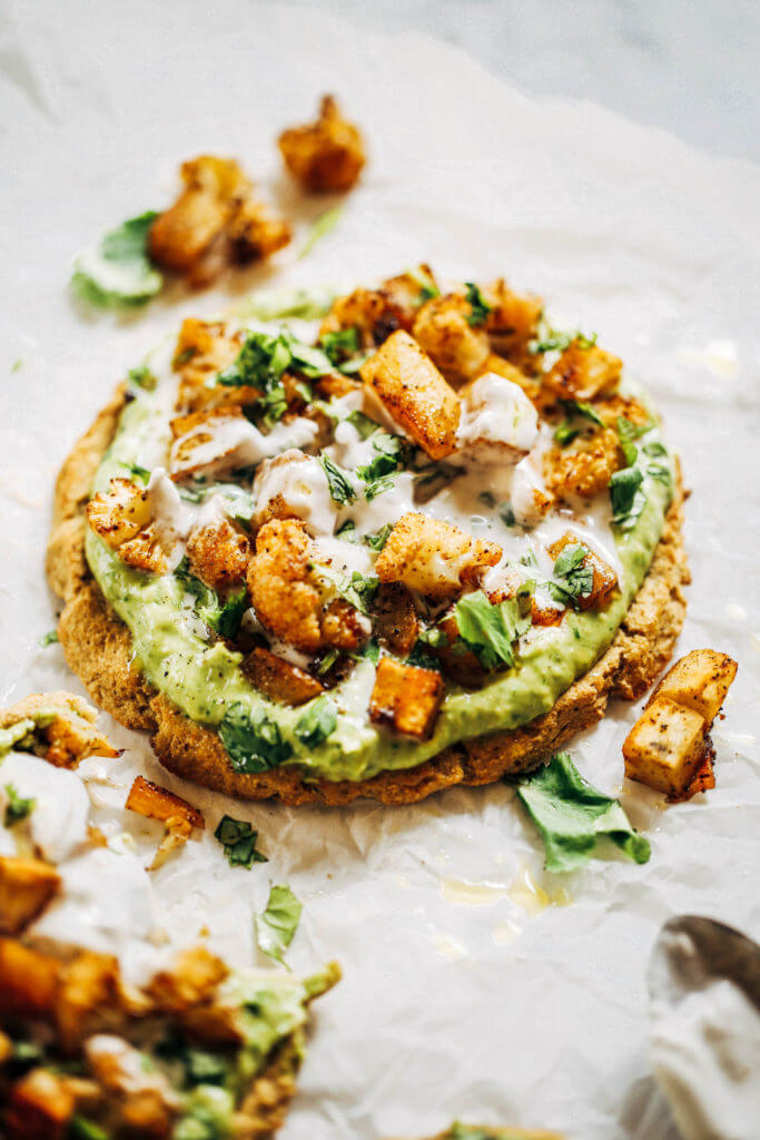 Favorite paleo/whole30 lunch idea: these pitas made with cauliflower, topped with roasted vegetables and the best avocado sauce you’ll ever have! Whole30 lunch easy. Whole30 lunch on the go. Whole30 lunch prep. Whole30 lunch ideas. Whole30 lunch work. Whole30 lunch recipes. Whole30 lunch recipes for work. Whole30 lunch meal planning. Whole30 lunch kids. Paleo pita recipe. Best paleo tortillas. Easy gluten free pita recipe. Paleo whole30 pita tortilla.