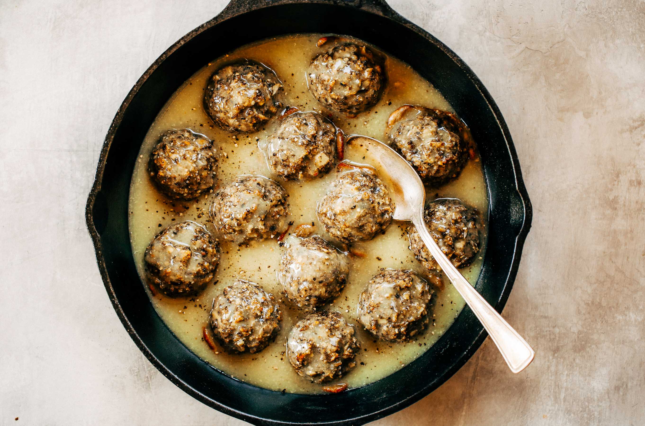 Meatless swedish meatballs made with cauliflower and white sweet potato! These are the best- served with creamy herb sauce. Paleo, dairy free, and whole30 friendly. Made in minutes in the food processor. An easy family friendly dinner recipe. Easy whole30 dinner recipes. Whole30 recipes. Whole30 lunch. Whole30 recipes just for you. Whole30 meal planning. Whole30 meal prep. Healthy paleo meals. Healthy Whole30 recipes. Easy Whole30 recipes.
