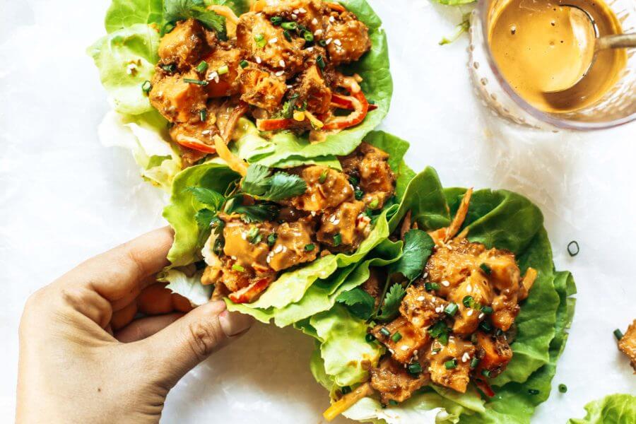 Whole30 Lunch Thai Sweet Potato Lettuce Wraps