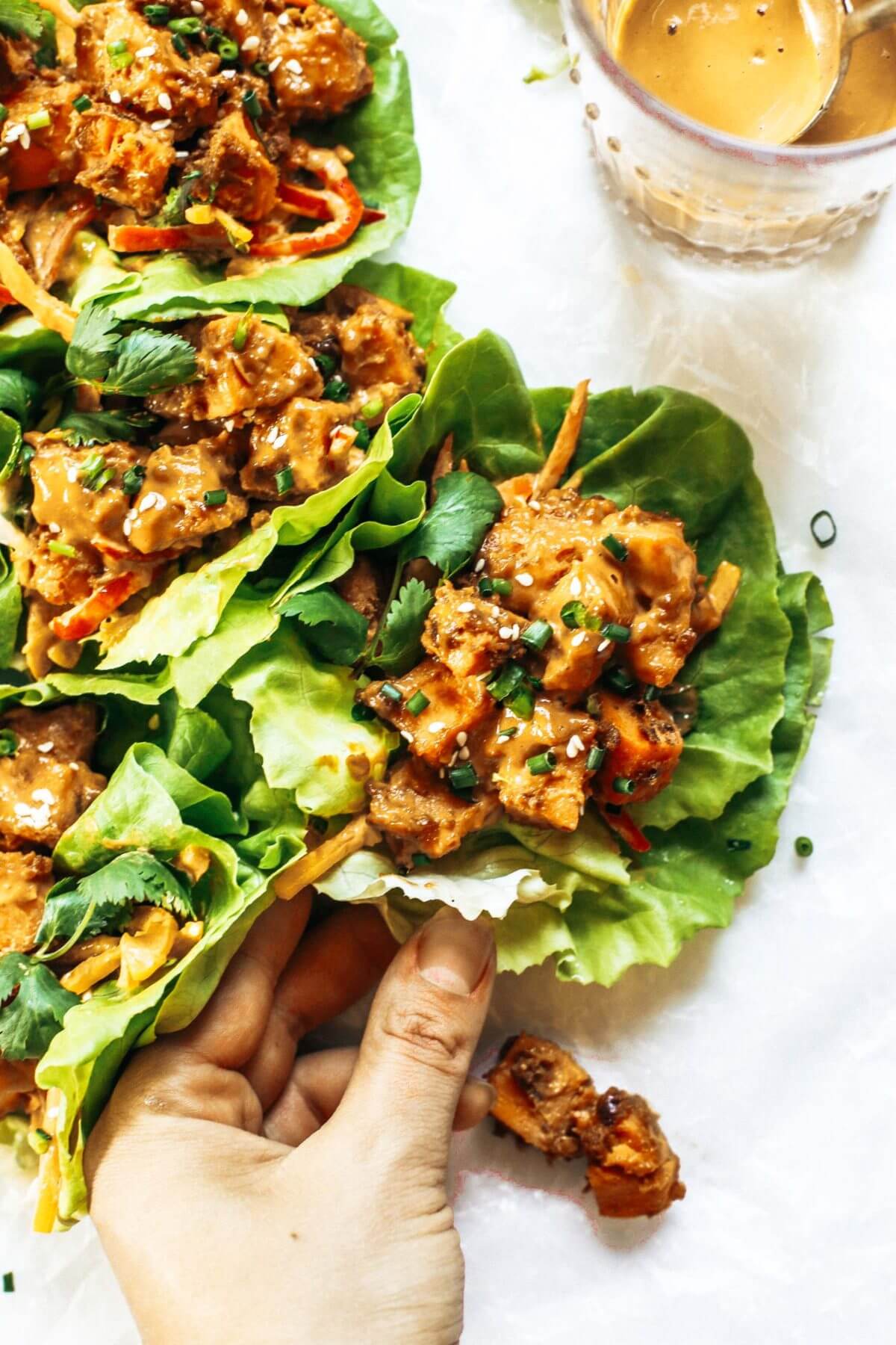 Whole30 Lunch Thai Sweet Potato Lettuce Wraps - Paleo Gluten Free