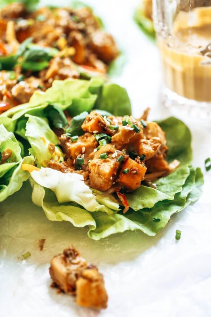 Whole30 lunch idea: these drool worthy thai lettuce wraps, stuffed with roasted sweet potato, rainbow mango slaw, and the best thai “peanut” sauce you ever had. Whole30 lunch easy. Whole30 lunch on the go. Whole30 lunch prep. Whole30 lunch ideas. Whole30 lunch work. Whole30 lunch recipes. Whole30 lunch recipes for work. Whole30 lunch meal planning. Whole30 lunch kids. Quick whole30 lunch recipes. Whole30 lunch salad.