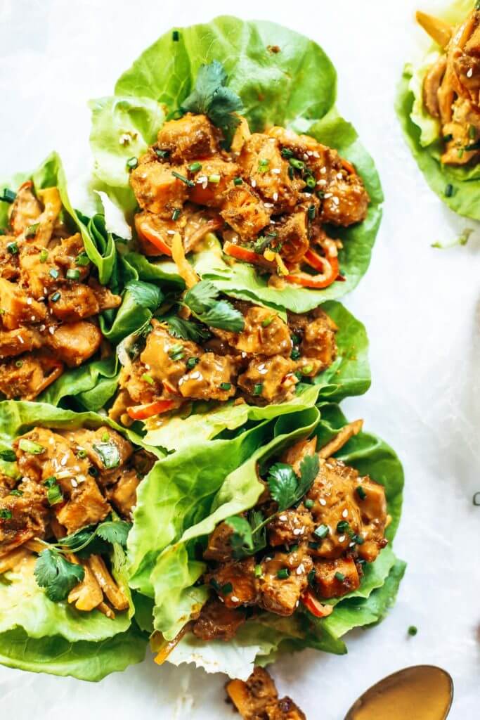 Whole30 lunch idea: these drool worthy thai lettuce wraps, stuffed with roasted sweet potato, rainbow mango slaw, and the best thai “peanut” sauce you ever had. Whole30 lunch easy. Whole30 lunch on the go. Whole30 lunch prep. Whole30 lunch ideas. Whole30 lunch work. Whole30 lunch recipes. Whole30 lunch recipes for work. Whole30 lunch meal planning. Whole30 lunch kids. Quick whole30 lunch recipes. Whole30 lunch salad.