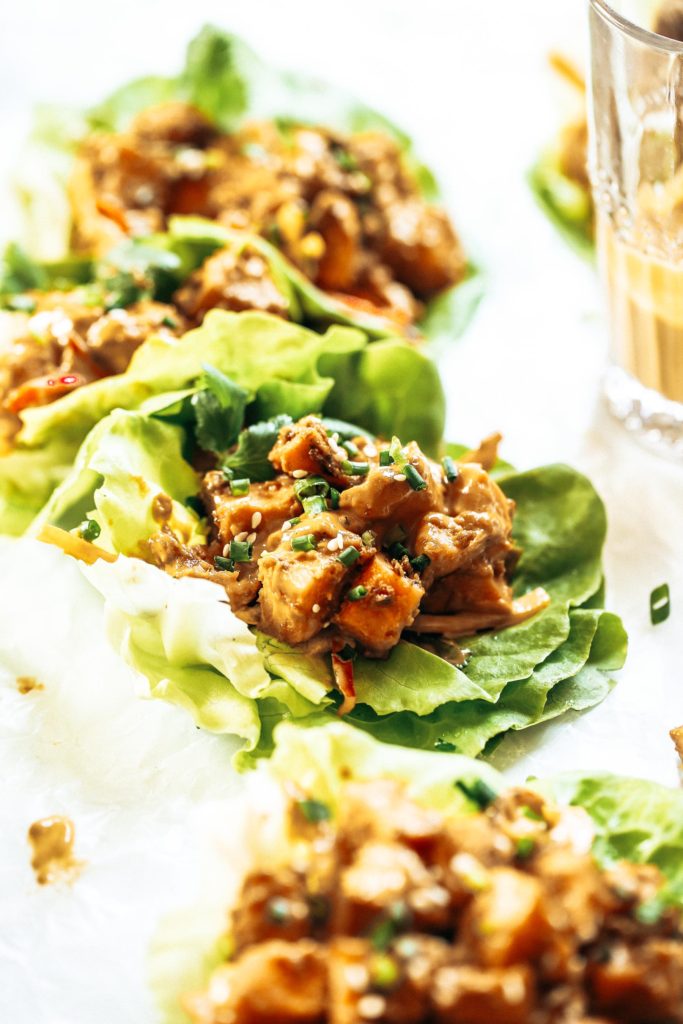 Whole30 lunch idea: these drool worthy thai lettuce wraps, stuffed with roasted sweet potato, rainbow mango slaw, and the best thai “peanut” sauce you ever had. Whole30 lunch easy. Whole30 lunch on the go. Whole30 lunch prep. Whole30 lunch ideas. Whole30 lunch work. Whole30 lunch recipes. Whole30 lunch recipes for work. Whole30 lunch meal planning. Whole30 lunch kids. Quick whole30 lunch recipes. Whole30 lunch salad.