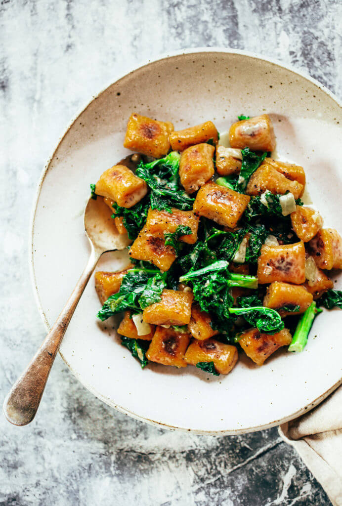 Easy paleo sweet potato gnocchi served with kale sage sauce. Delicious, healthy, family meal. Soft pillowy gnocchi made with sweet potato. Easy whole30 dinner recipes. Easy whole30 dinner recipes. Whole30 recipes. Whole30 lunch. Whole30 meal planning. Whole30 meal prep. Healthy paleo meals. Healthy Whole30 recipes. Easy Whole30 recipes. Easy whole30 dinner recipes.