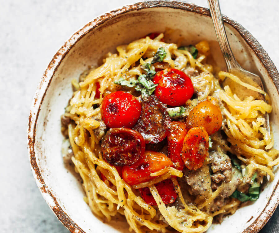 Whole30 Spaghetti Noodles With Beef And Tomatoes