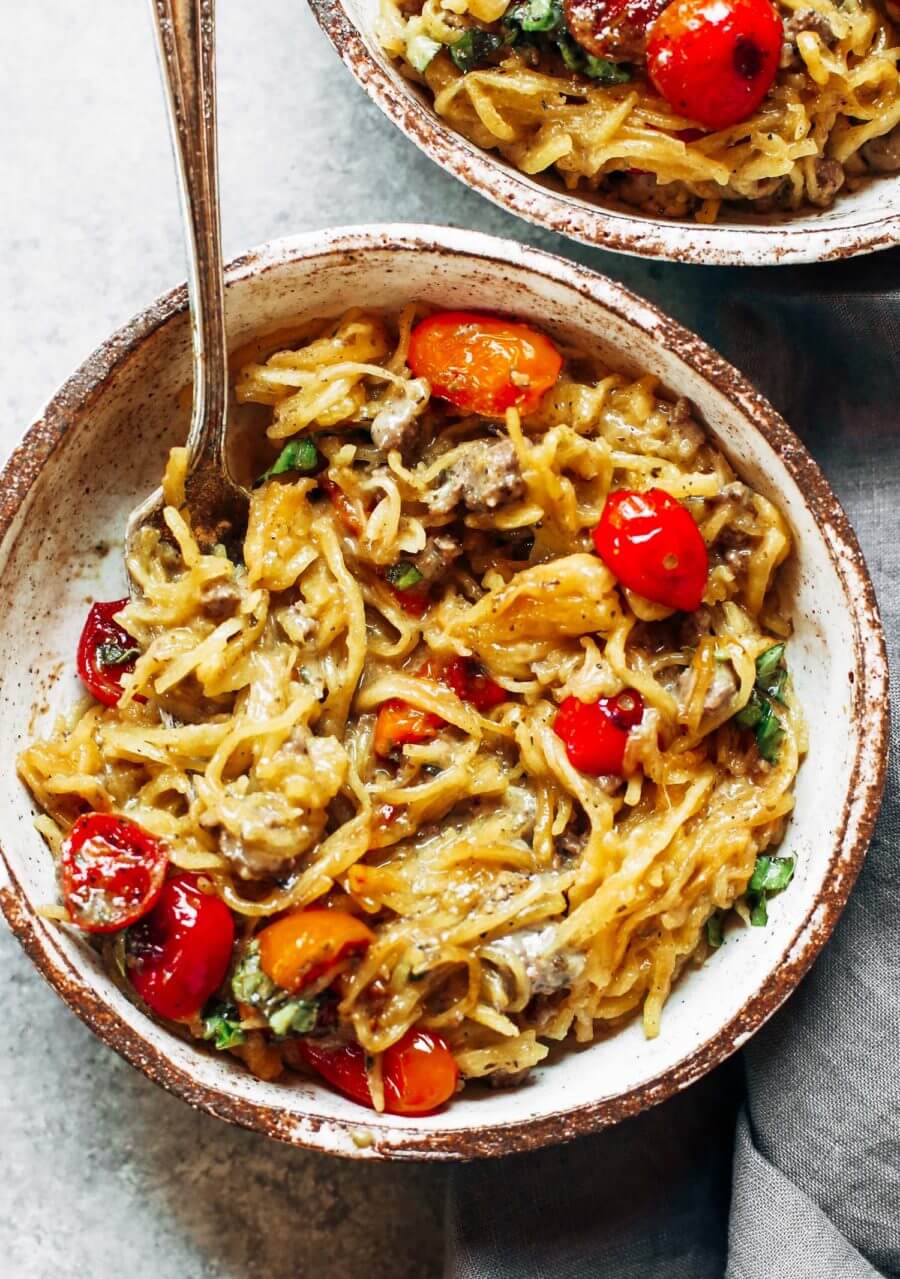 Whole30 Spaghetti Noodles With Beef And Tomatoes Paleo Gluten Free