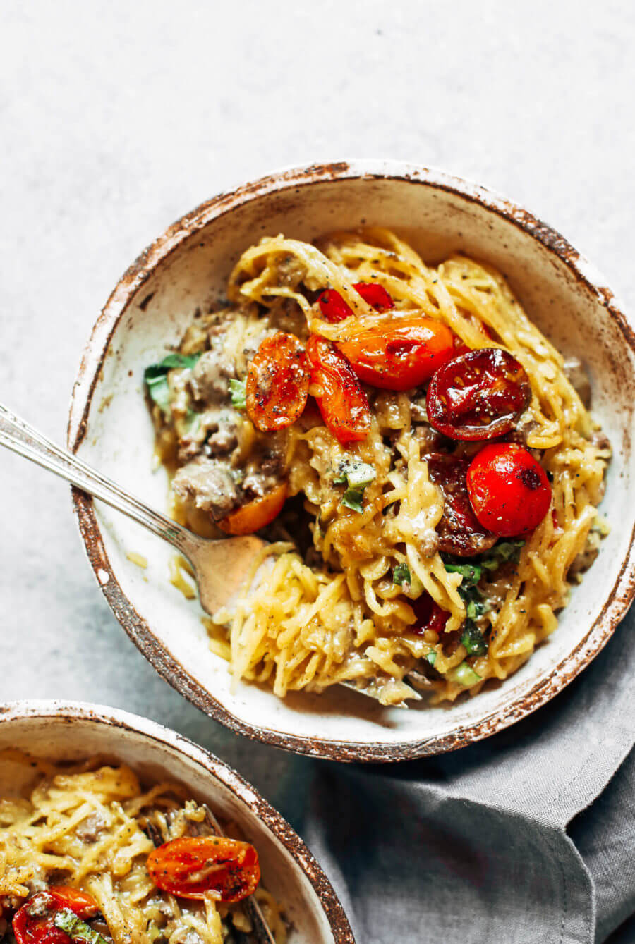 Whole30 Spaghetti Noodles With Beef And Tomatoes Paleo Gluten Free