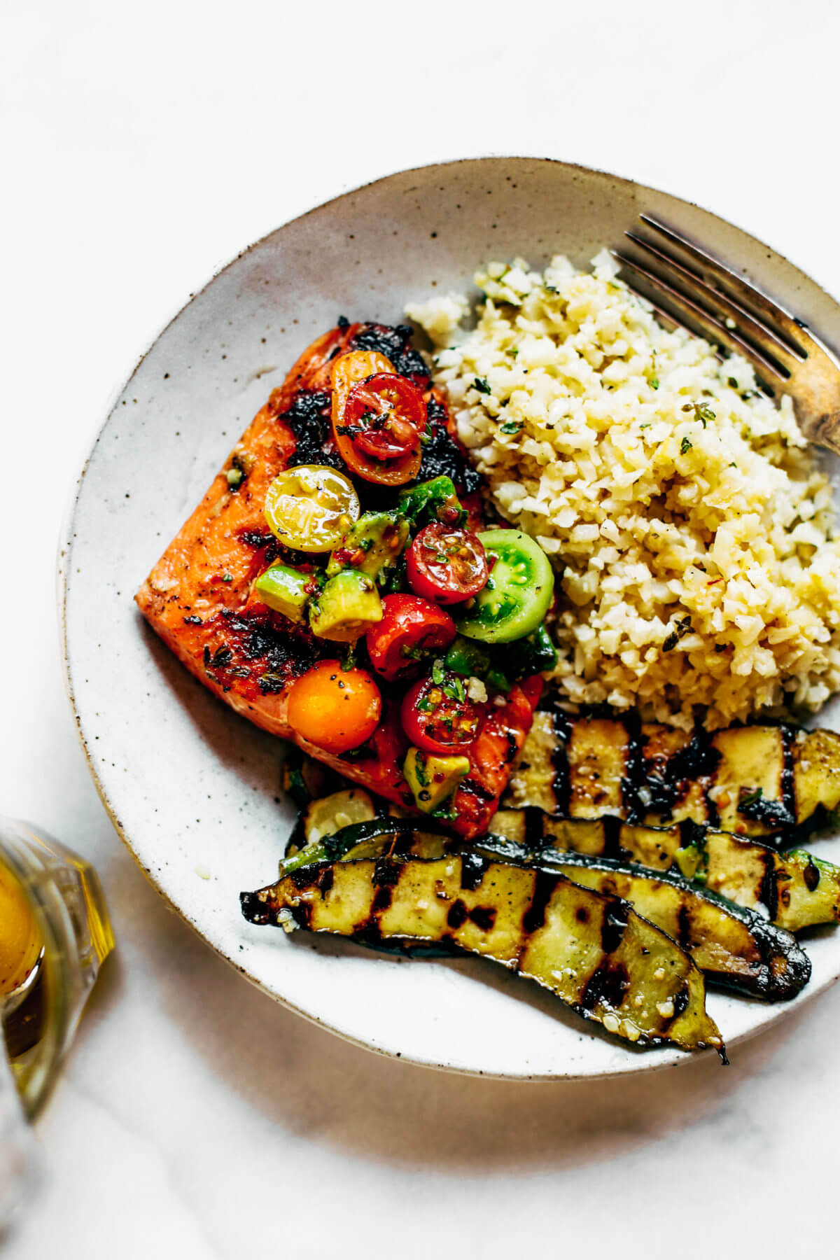 Lemon Thyme Grilled Salmon Cauliflower Rice Paleo Gluten Free