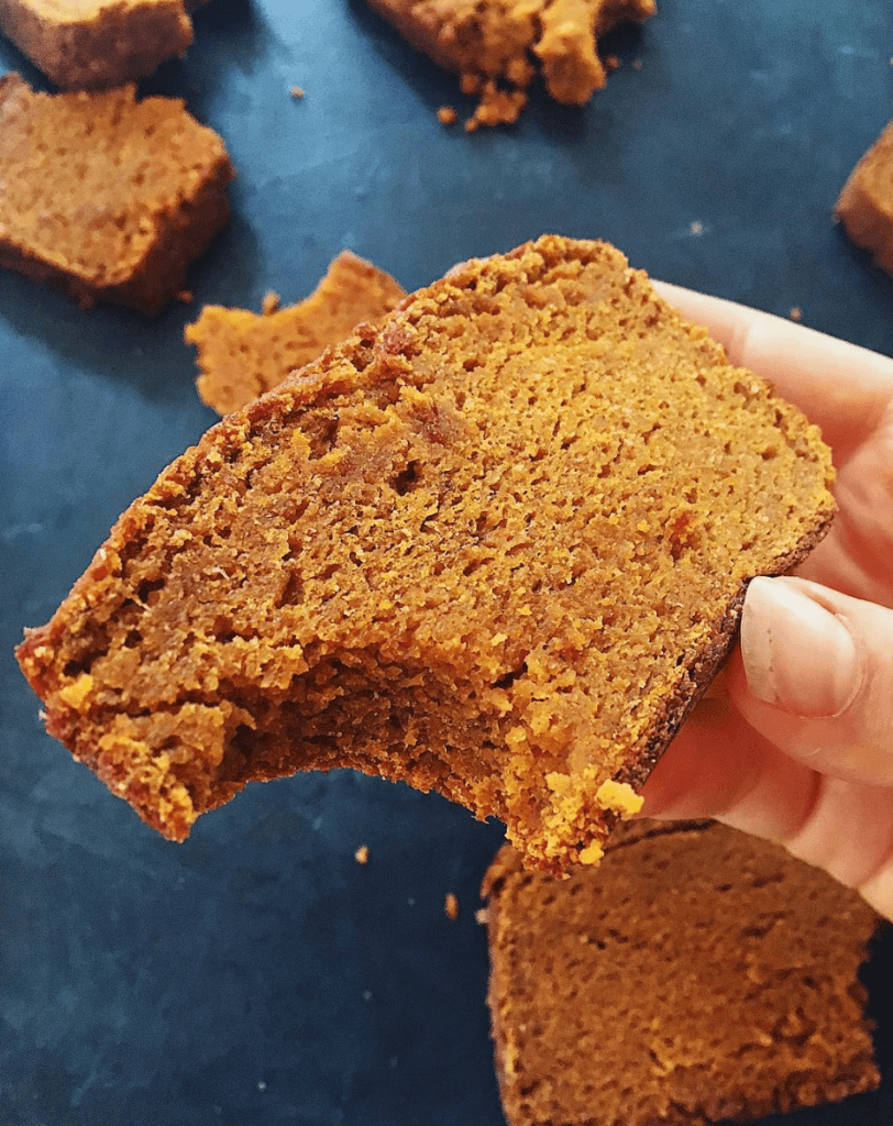 Craving pumpkin bread? Well, I have something better for you to try... This sweet potato bread is like thanksgiving in a loaf pan, you're welcome. This is how I tried to make bread using sweet potatoes instead of flour. Paleo pumpkin spice bread made in just a few minutes using sweet potatoes! Easy gluten free pumpkin bread recipe. #paleo #pumpkinspice #bread #baking