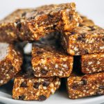 Homemade cookie dough larabars made with healthy ingredients. A healthy paleo snack for kids and families on the go! Love these easy to make nut and fruit bars that taste like cookie dough!
