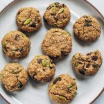 Homemade paleo cookies that taste like oatmeal raisin cookies, but made without any oats! Easy gluten free cookies made with almond flour. These cookies make a perfect low sugar breakfast cookie or dessert. #cookies #almondflour #paleo #lowsugar