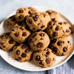 Best homemade keto chocolate chip cookies! Soft and thick sugar-free paleo cookie recipe; packed with protein and made with almond flour. This healthy chocolate chip cookie recipe is a perfect keto snack! #cookies #keto #paleo #dessert #healthy