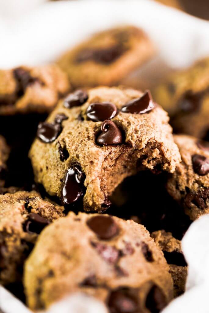 Low sugar and the most delicious chocolate chip cookies! These healthy paleo chocolate chip cookies are perfect and so easy to make. Cassava flour cookies that are low sugar and taste amazing! #cookies #baking #paleo #recipes #cooking