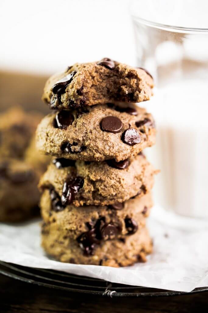 Low sugar and the most delicious chocolate chip cookies! These healthy paleo chocolate chip cookies are perfect and so easy to make. Cassava flour cookies that are low sugar and taste amazing! #cookies #baking #paleo #recipes #cooking