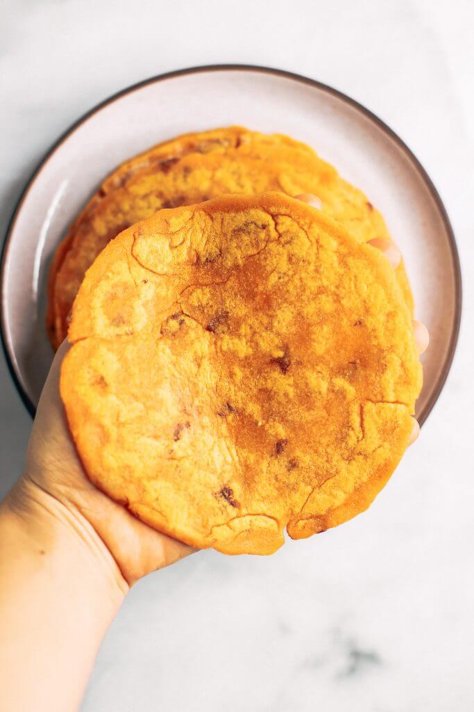 Two ingredient sweet potato paleo tortillas. An easy gluten free and paleo tortilla recipe. These tortillas are pliable, delicious, and easy to make!
