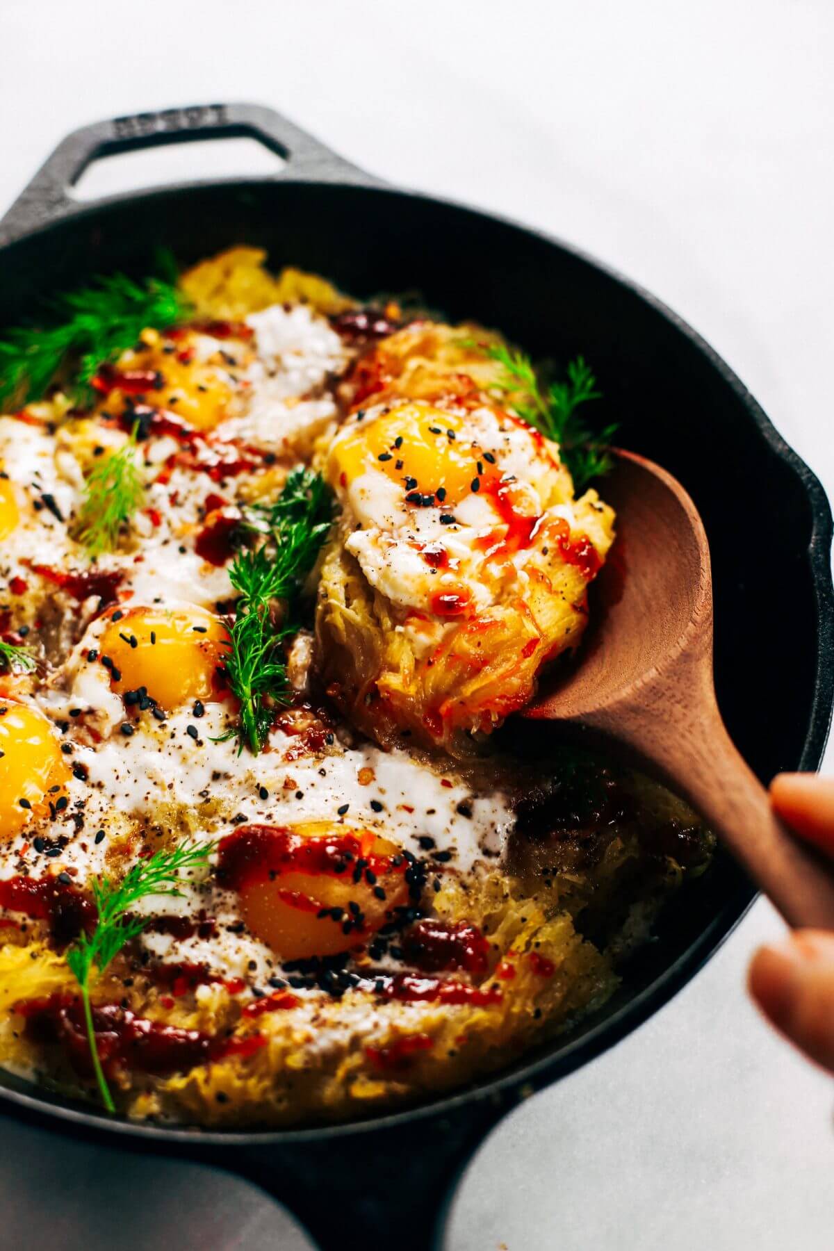 Spicy Spaghetti Squash Egg Skillet - Paleo Gluten Free