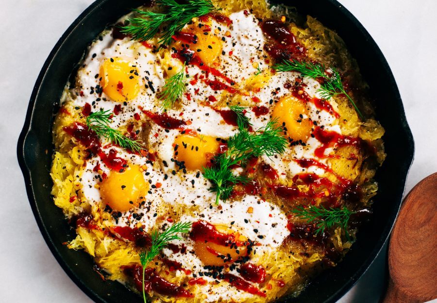 Spicy Spaghetti Squash Egg Skillet