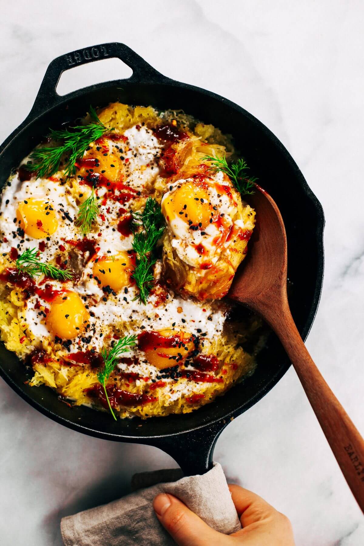Spicy Spaghetti Squash Egg Skillet Paleo Gluten Free