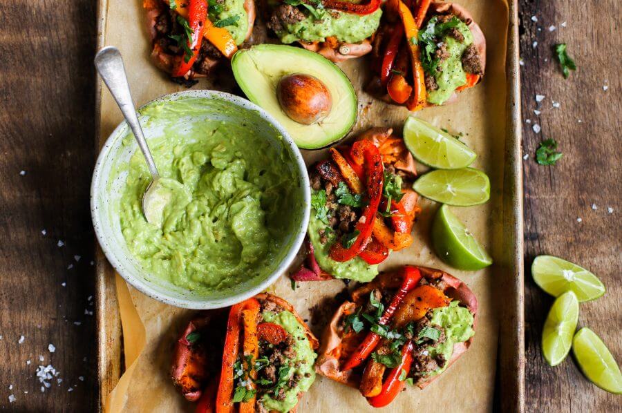 Fajita Smashed Sweet Potatoes