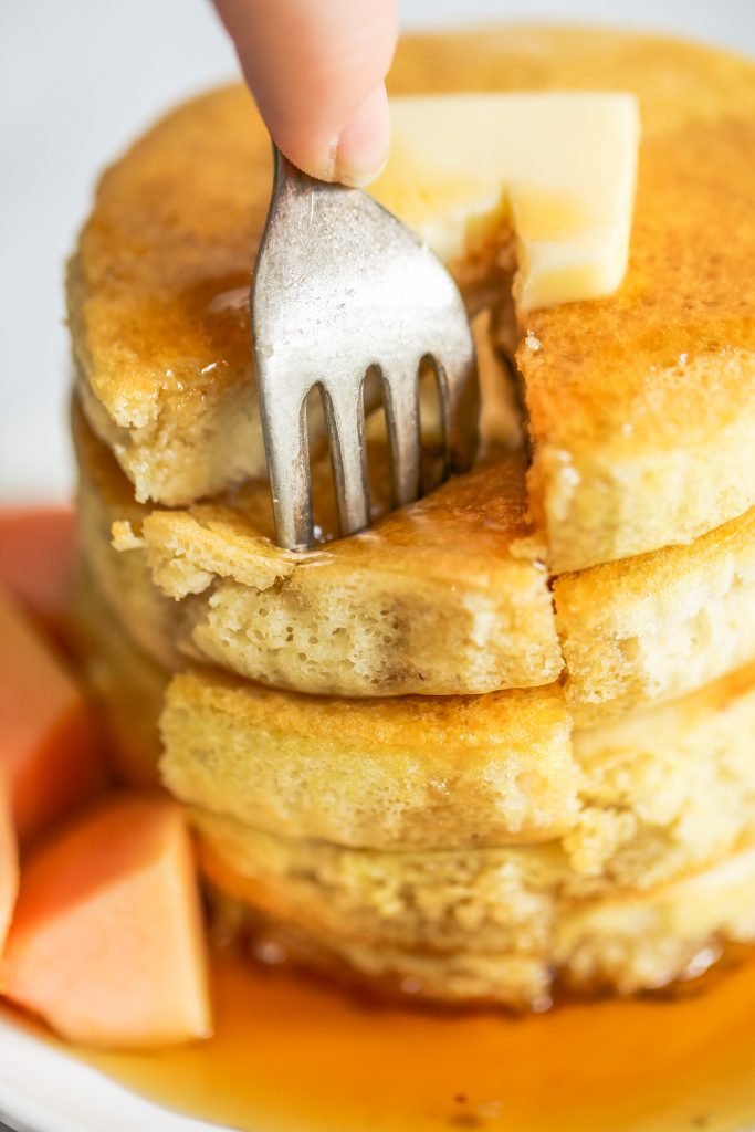 Homemade paleo pancakes. Fluffiest pancakes of your life! These healthy almond flour pancakes are life-changing. You won't believe these pancakes are gluten free and paleo, they are so good and light and fluffy. Easiest paleo pancake recipe.
