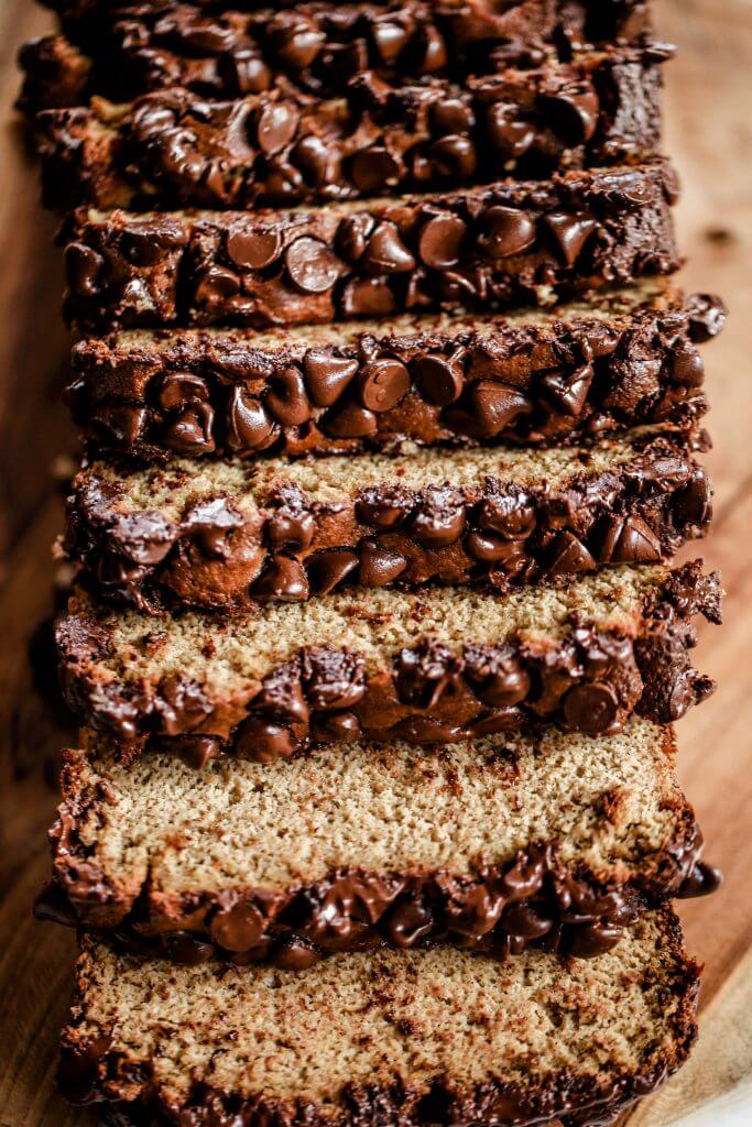 Healthy banana bread recipe made in just 5 minutes! This easy paleo gluten free banana bread has a secret healthy ingredient: cauliflower! No one ever tastes it though- and all the wheat eaters love this delicious banana bread.