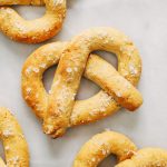 Paleo pretzels made with sweet potato! These gluten-free pretzels are easy to make and they are soft and chewy, like a real soft-baked pretzel. Can't stop eating them!